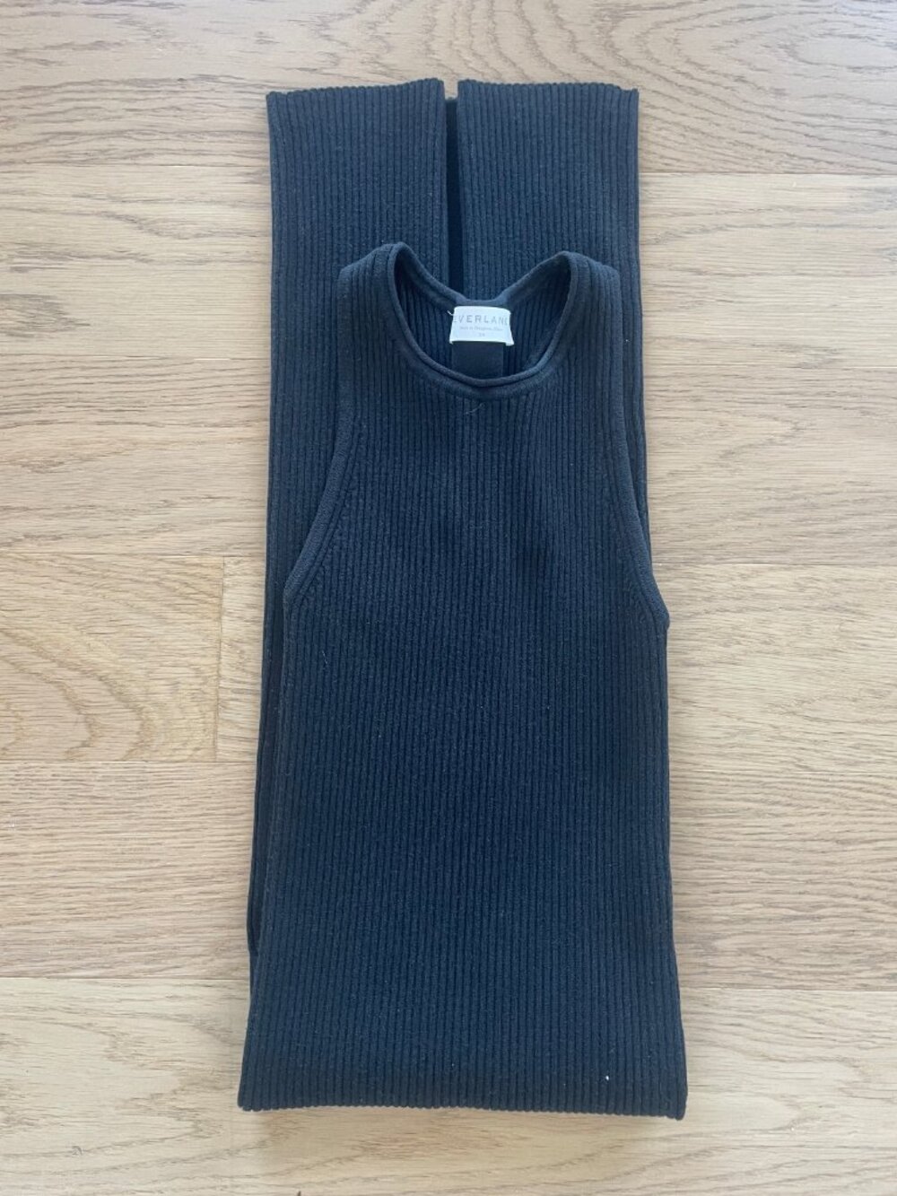 Everlane Black Ribbed Racerback Midi Dress XS